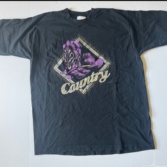 Vintage single stitch 1990’s country western t shirt size xl black short sleeve - Picture 1 of 6